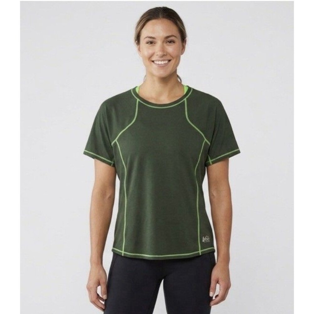 REI Co-Op Women 1X Swiftland Running T-Shirt Short Sleeve Cove Green NWT